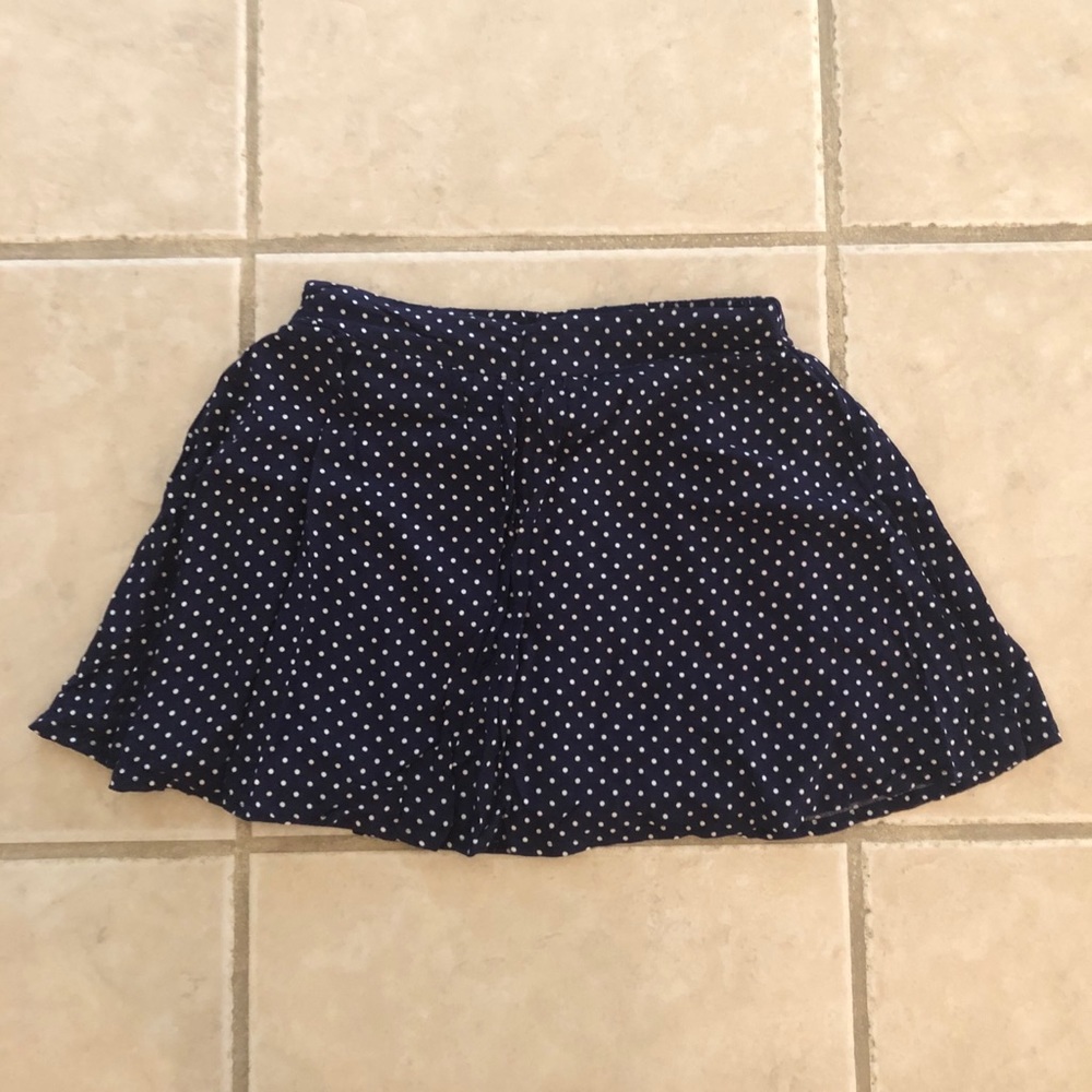 Navy polka dot skater skirt